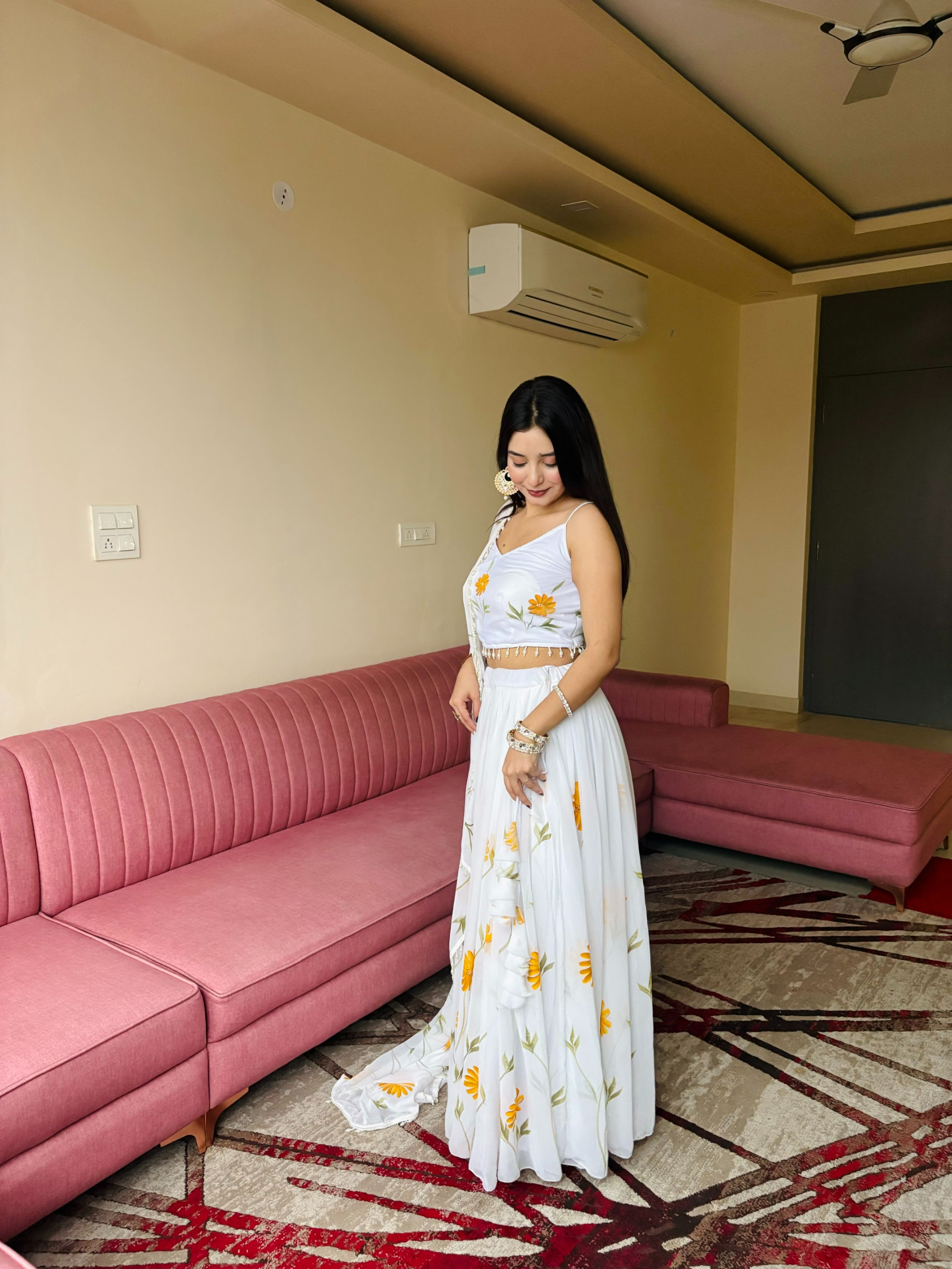 Blue Petal Dream Organza Lehenga with Kodi Work