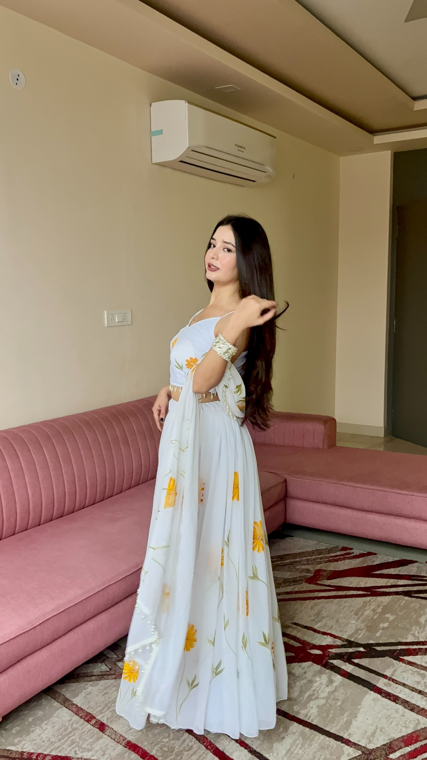 Blue Petal Dream Organza Lehenga with Kodi Work