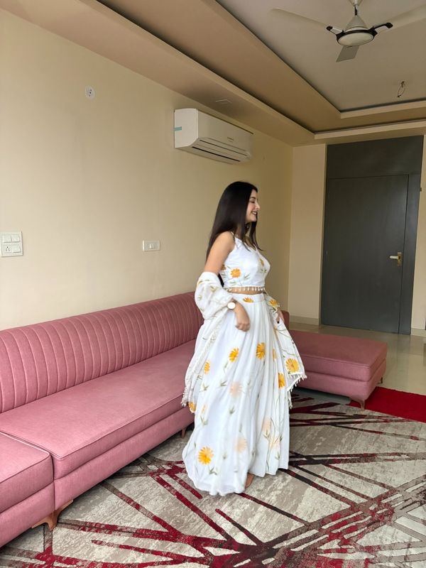 Blue Petal Dream Organza Lehenga with Kodi Work