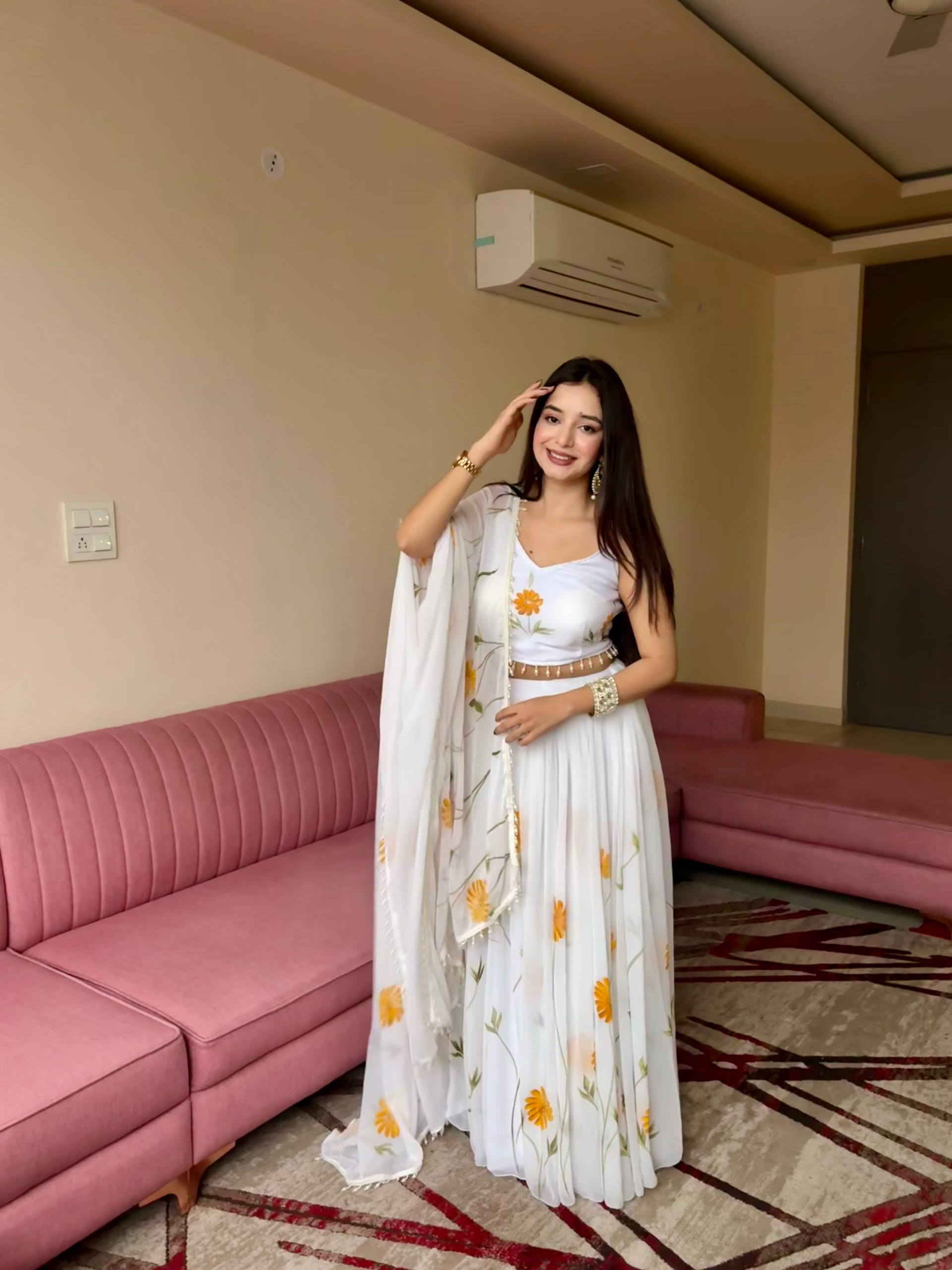 Blue Petal Dream Organza Lehenga with Kodi Work