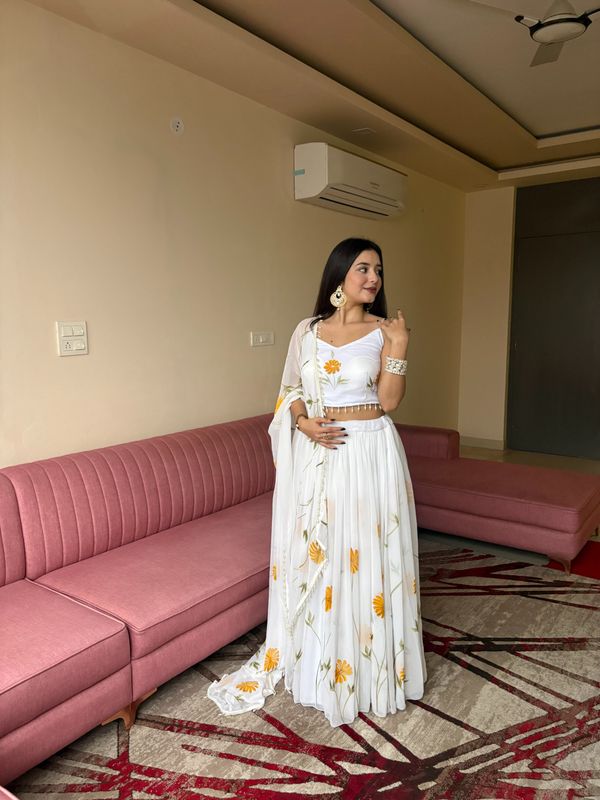 Blue Petal Dream Organza Lehenga with Kodi Work