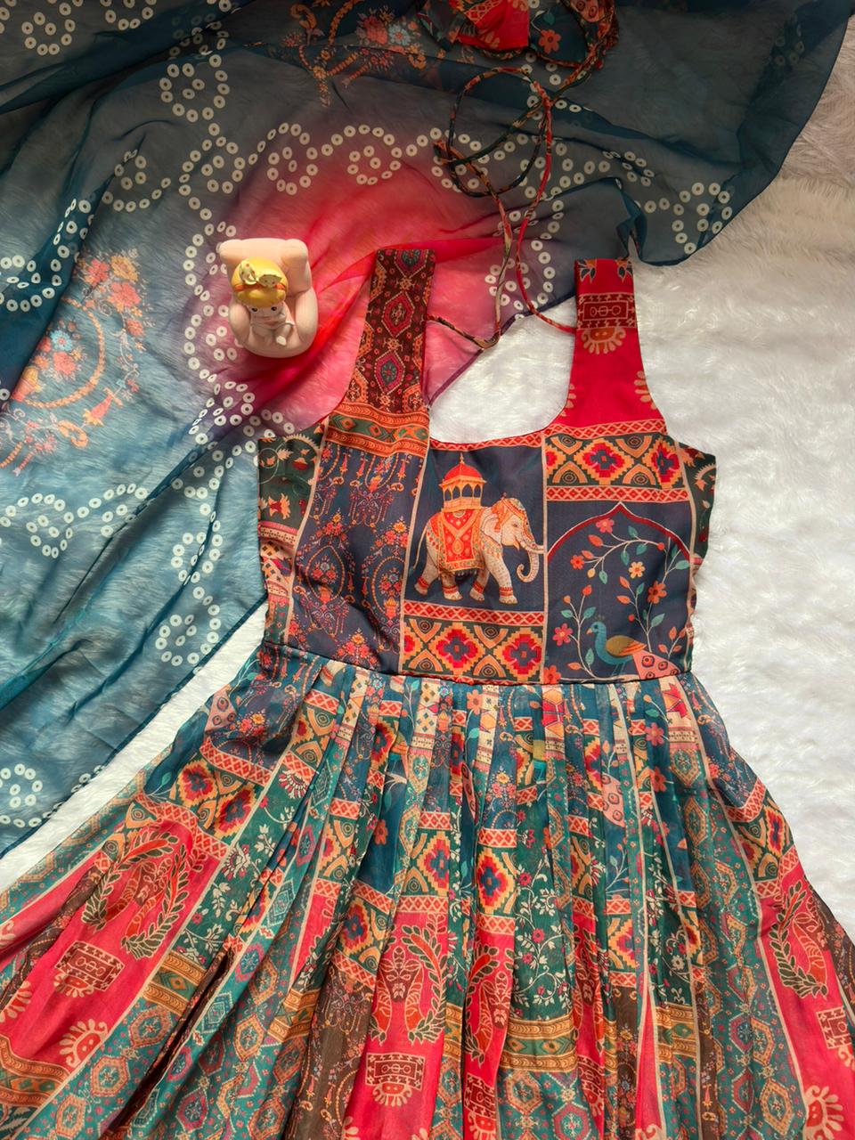 Royal Patola Printed Designer Gown with Elegant Dupatta