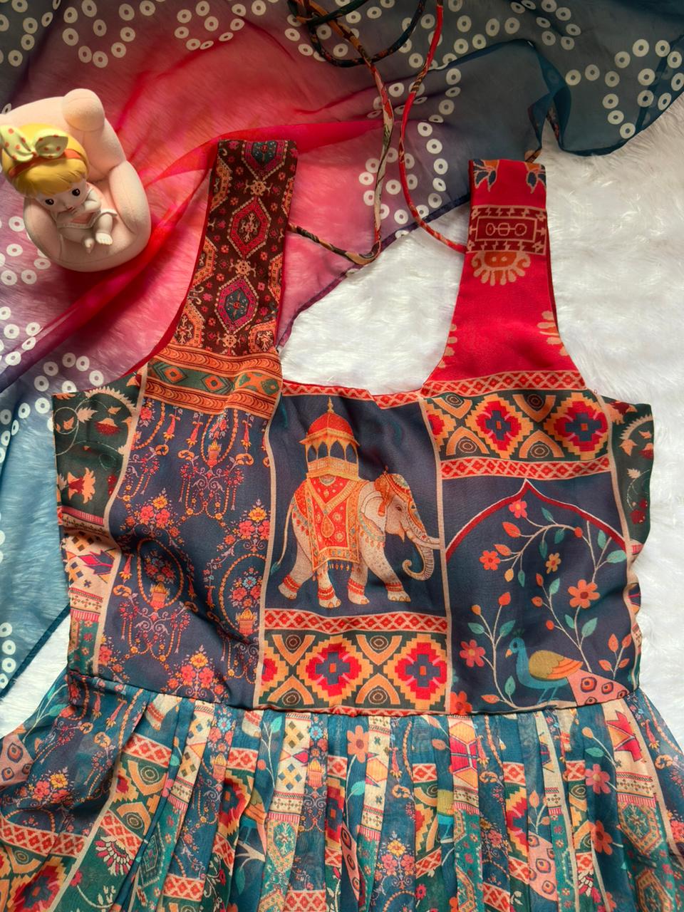 Royal Patola Printed Designer Gown with Elegant Dupatta