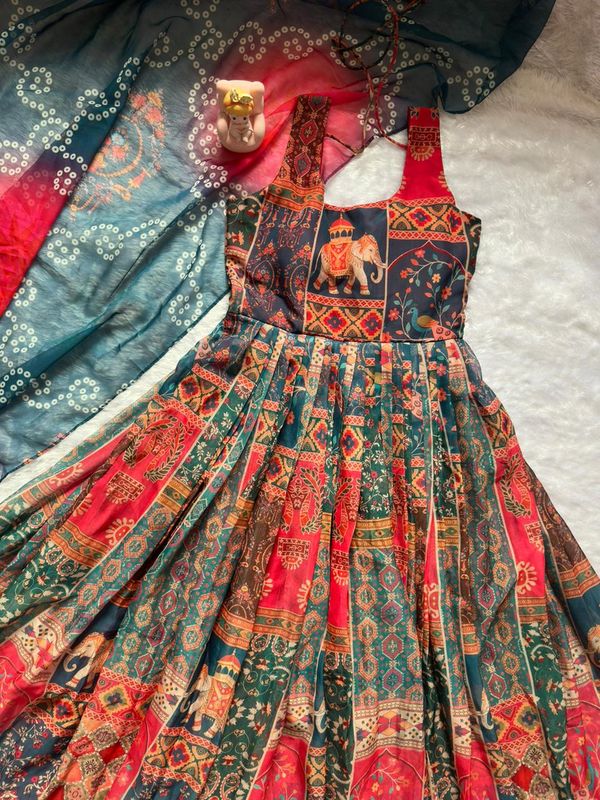 Royal Patola Printed Designer Gown with Elegant Dupatta