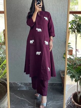 Premium Rayon Elephant Design Kurti Set Women