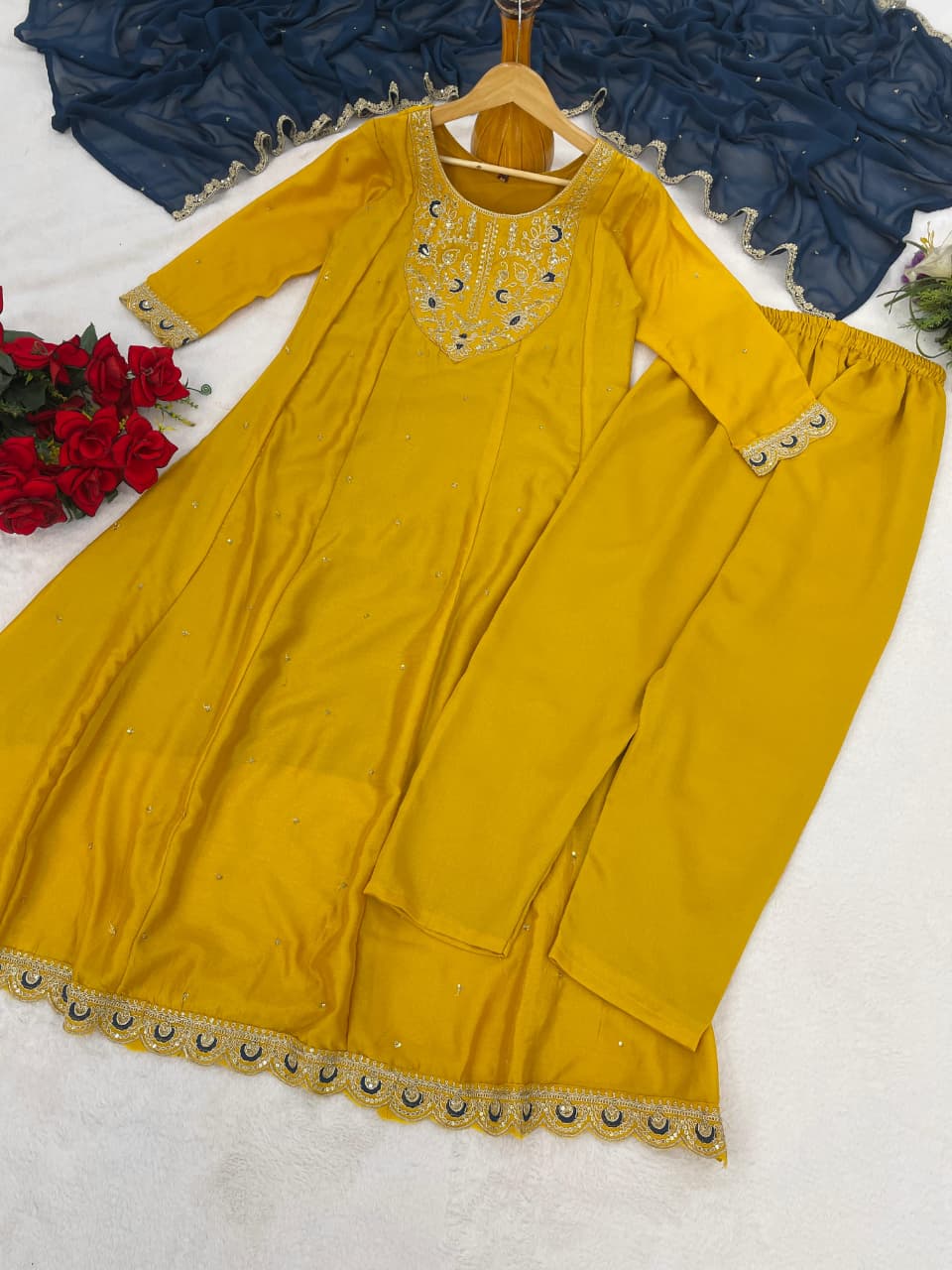 Elegant Mustard Silk Anarkali Set with Designer Dupatta