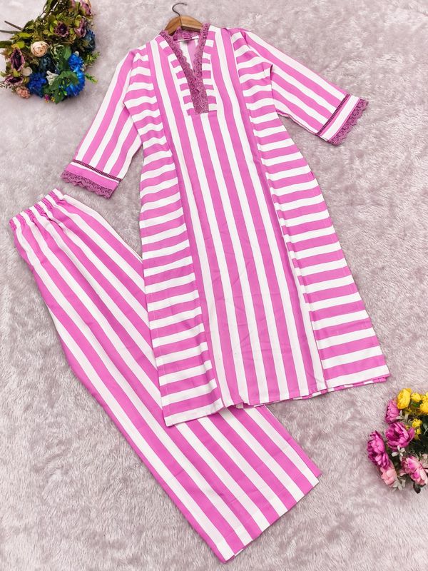 Elegant Lilac Straight Kurta with Palazzo Set