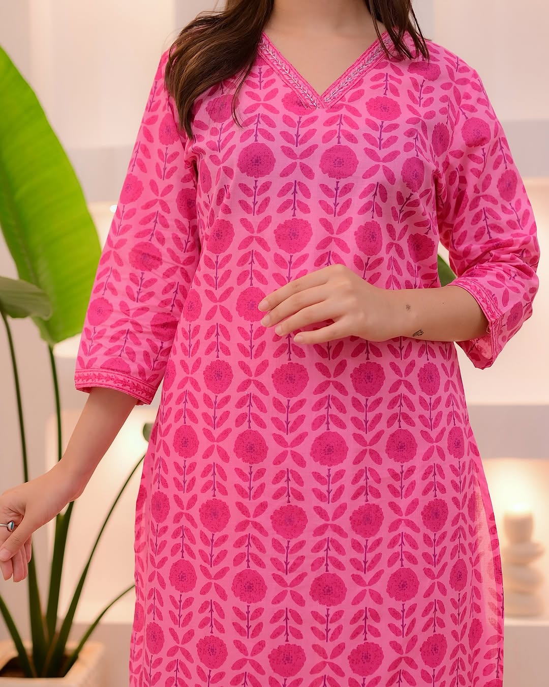 Pink Printed Rayon Kurta Set with Dupatta for Elegant Everyday Wear