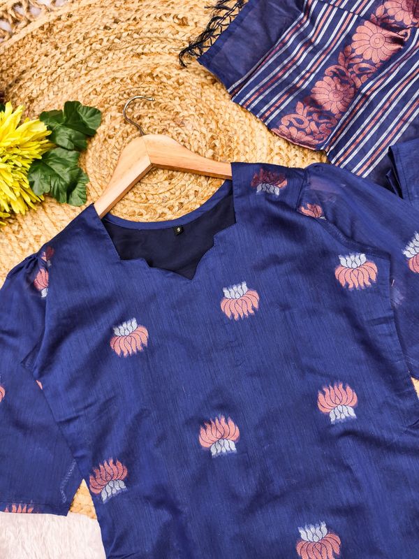 Stylish Royal Blue Kurta Pant Set with Dupatta Online