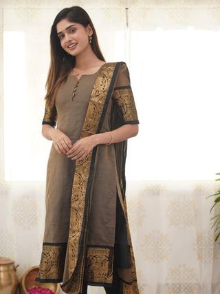 Brown Grace Cotton Kurti Set for Women