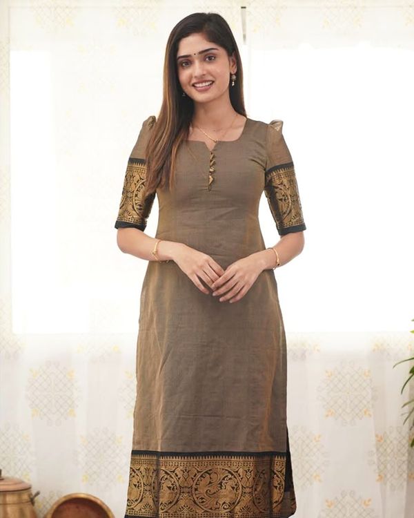 Brown Grace Cotton Kurti Set for Women
