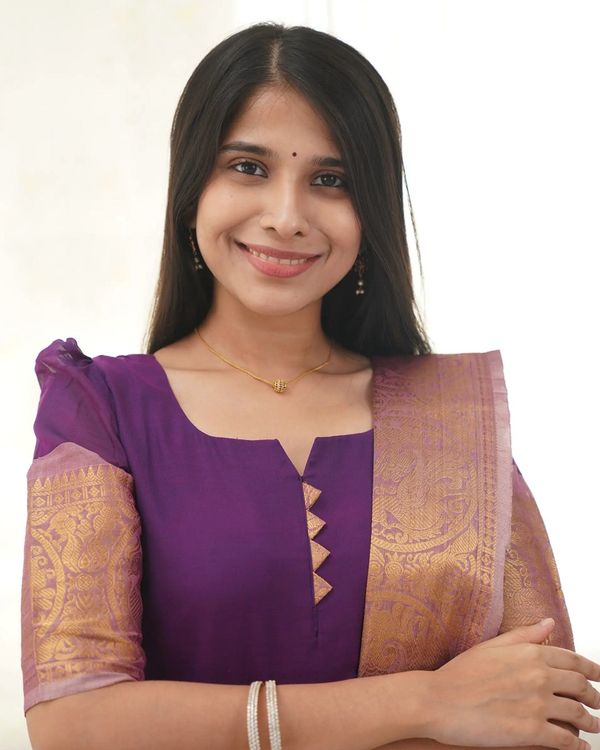 Purple Kanchi Cotton Kurti Set with Zari Dupatta