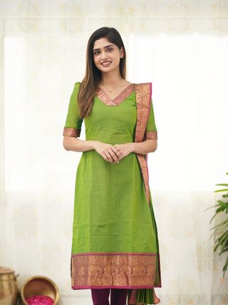 Green Elegant Traditional Kurti Set
