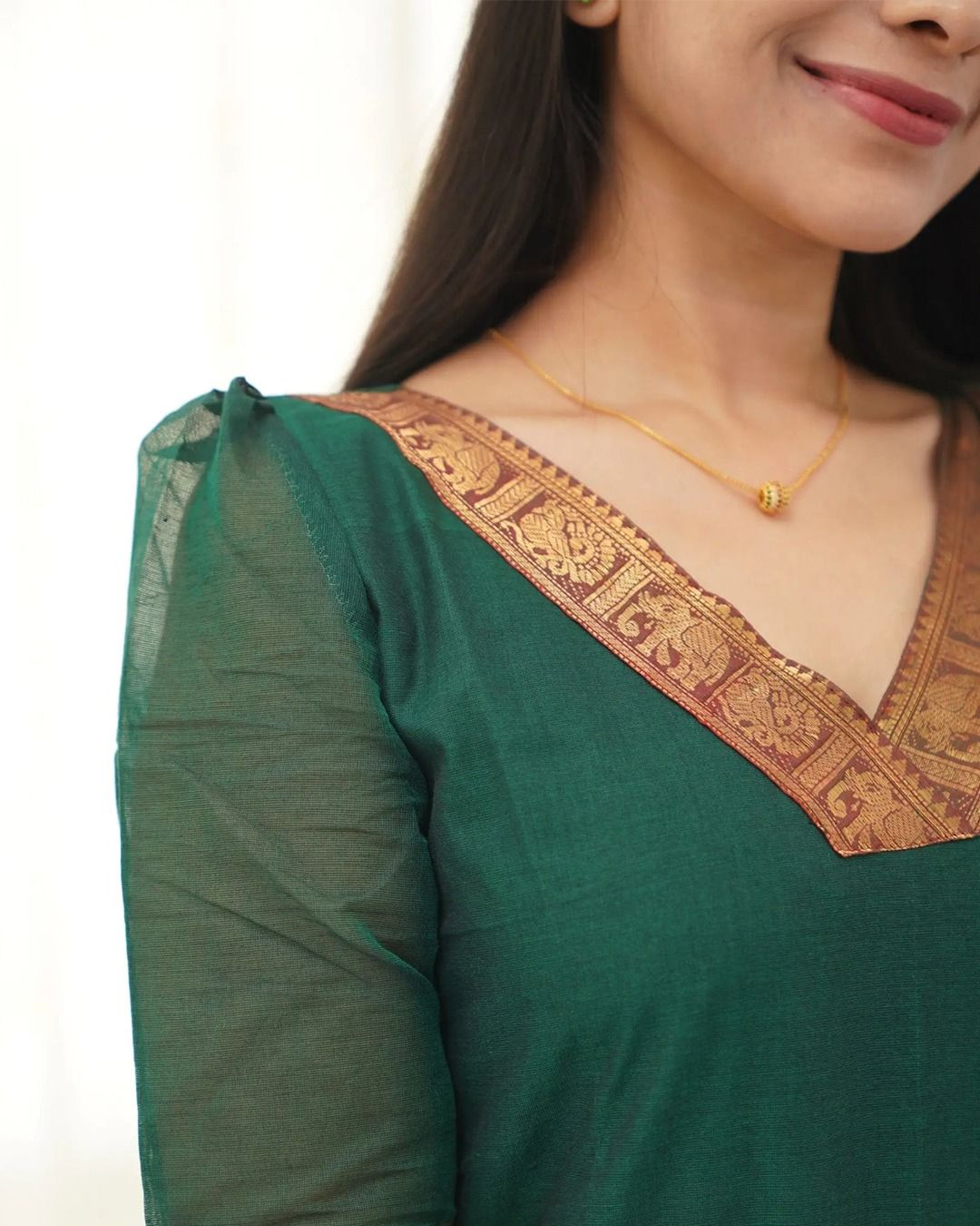 Parrot Green Festive Wear Kurti Set