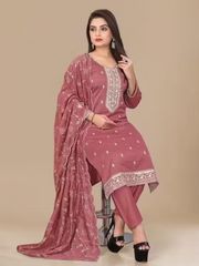 Maroon Embroidered Jalpari Kurta Pant Dupatta Set - Maroon