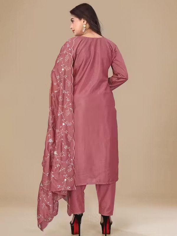 Maroon Embroidered Jalpari Kurta Pant Dupatta Set