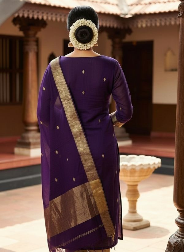 Stylish Violet Ethnic Kurta Dupatta Set for Festive Wear