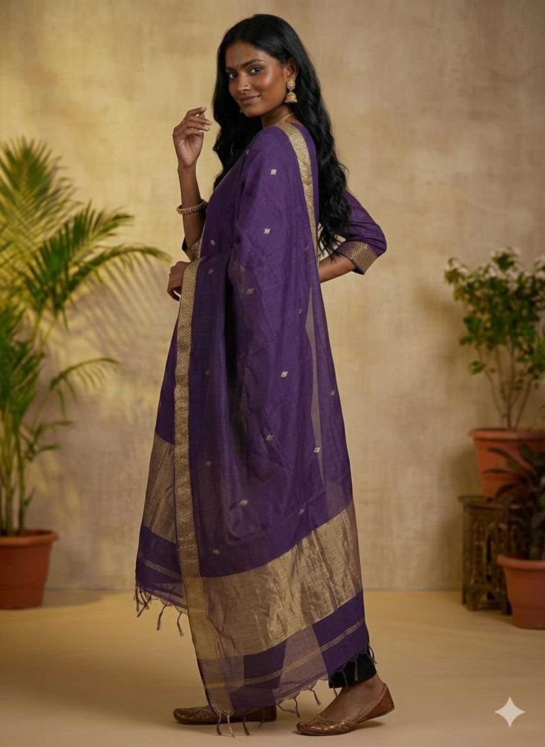 Stylish Violet Ethnic Kurta Dupatta Set for Festive Wear