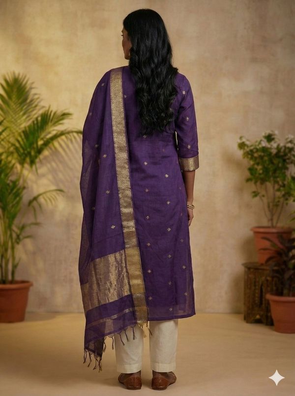 Stylish Violet Ethnic Kurta Dupatta Set for Festive Wear