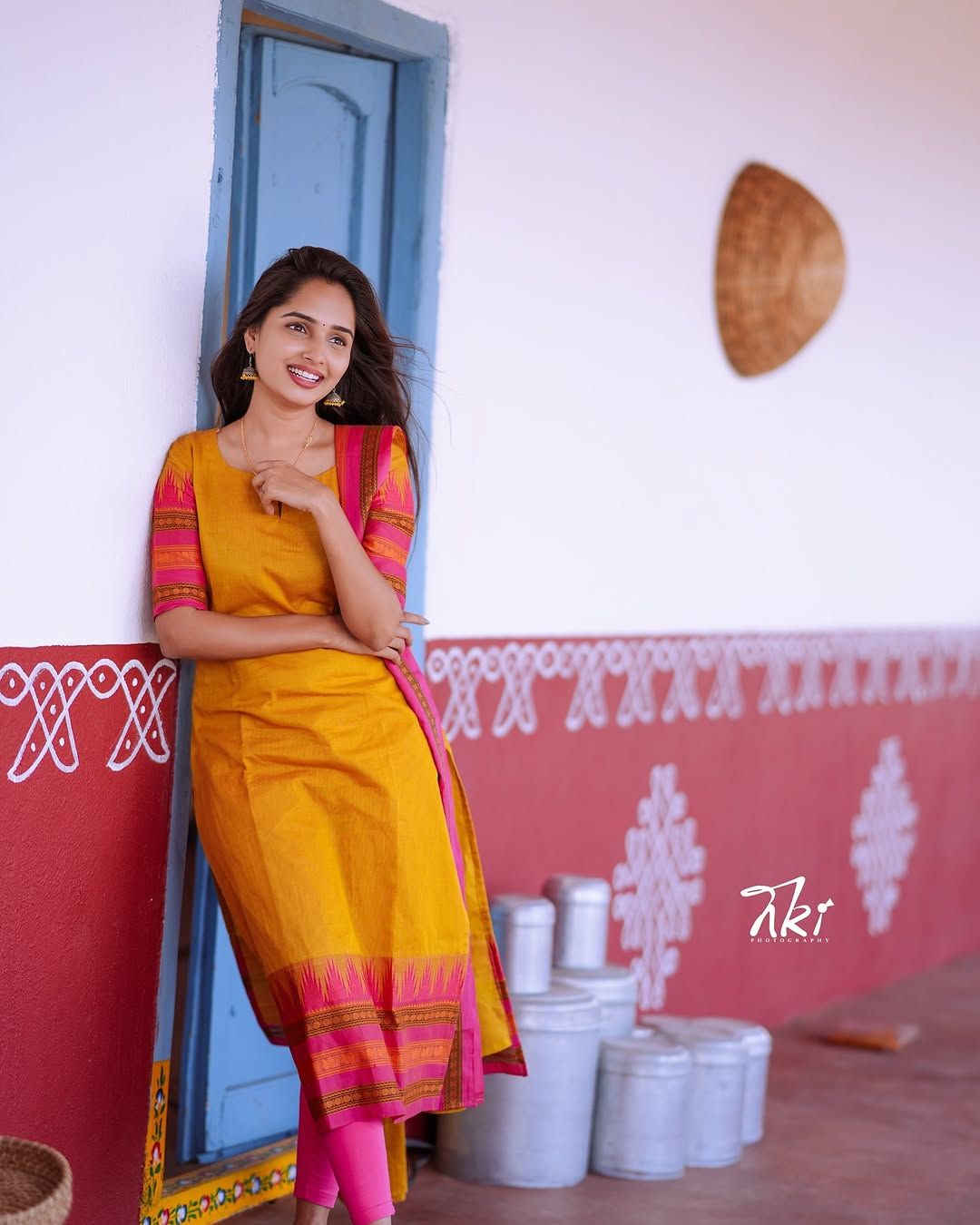 Classic Yellow Cotton Kurti Set with Woven Dupatta