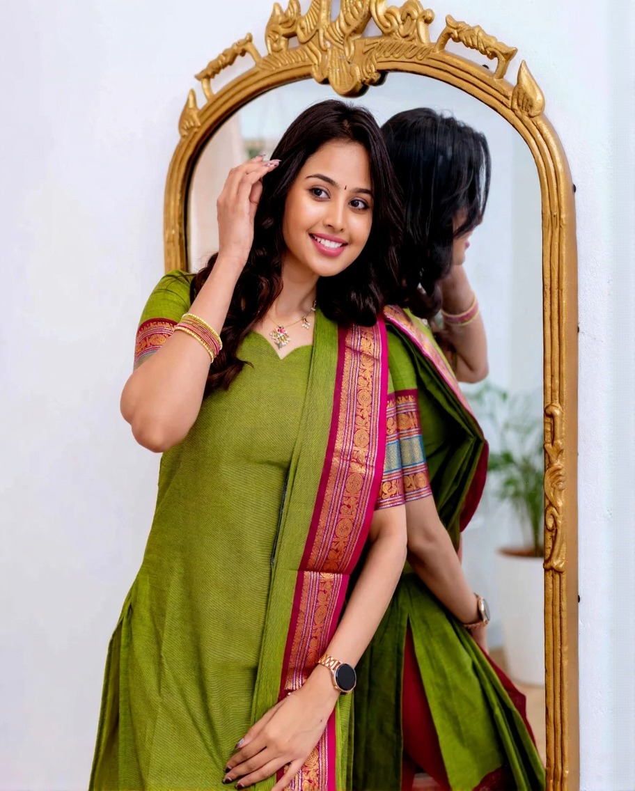 Graceful Parrot Green Straight Kurti Dupatta Set