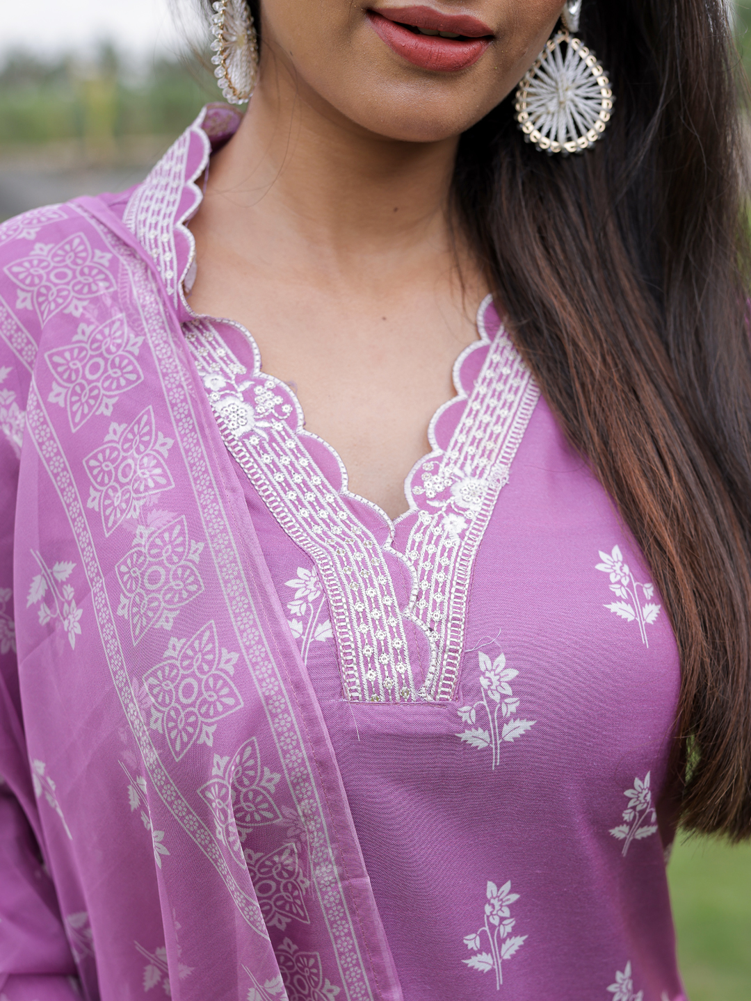 Onion Pink Printed Kurti Pant Dupatta Set