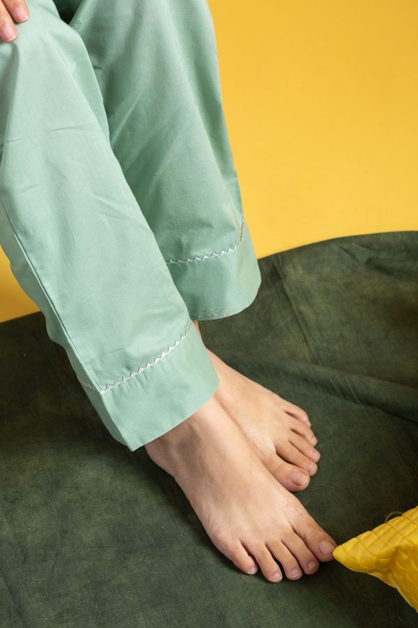 Pista Green Chanderi Kurta Set with Organza Dupatta