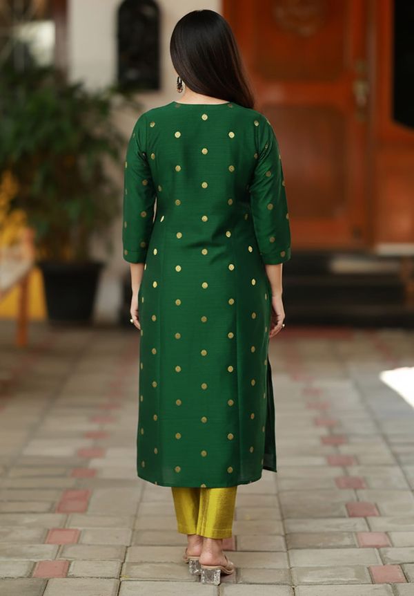 Elegant Green Art Silk Kurta Set With Dupatta