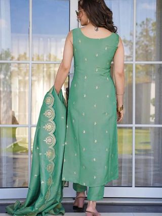 Light Green Embroidered Ethnic Suit Set for Women