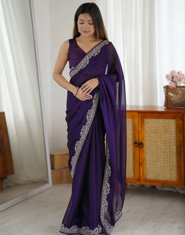 Premium Purple Saree For Festive Celebrations
