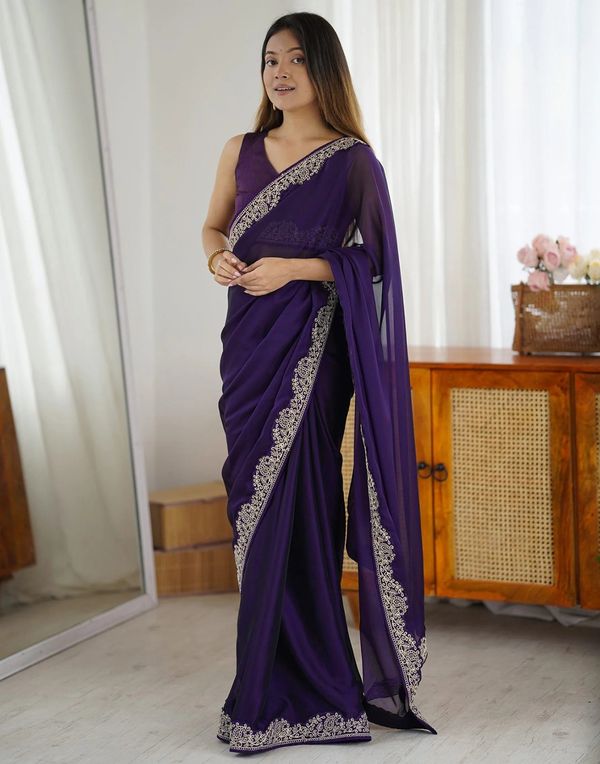 Premium Purple Saree For Festive Celebrations