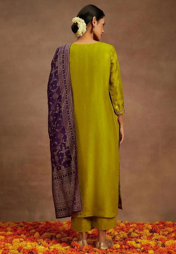 Elegant Green Kurta Pant Dupatta Set for Women