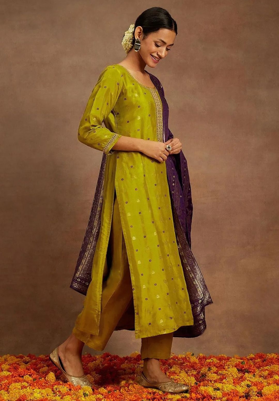 Elegant Green Kurta Pant Dupatta Set for Women