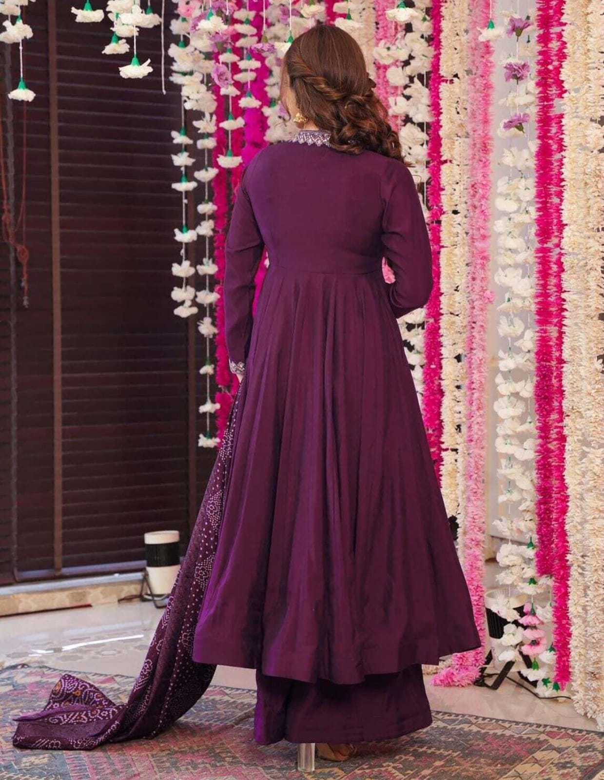 Festive Purple Anarkali Suit with Chanderi Dupatta