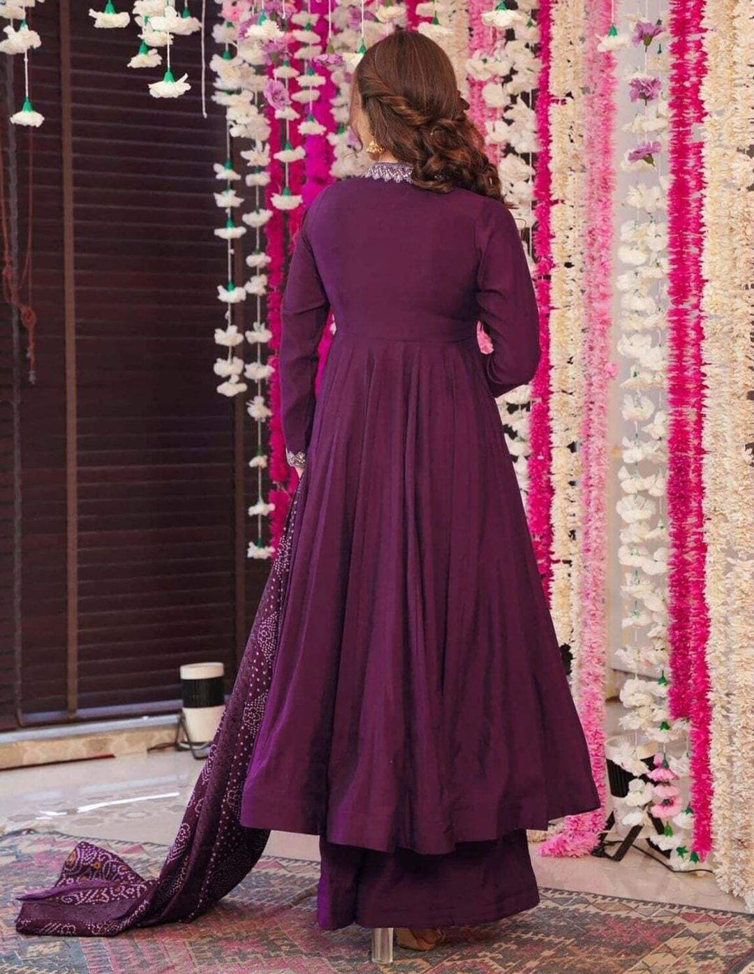 Festive Purple Anarkali Suit with Chanderi Dupatta