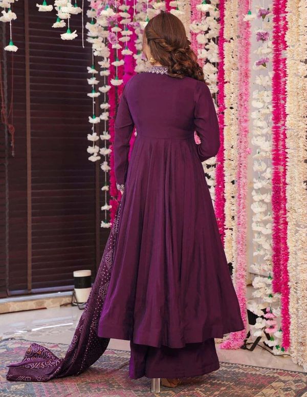 Festive Purple Anarkali Suit with Chanderi Dupatta