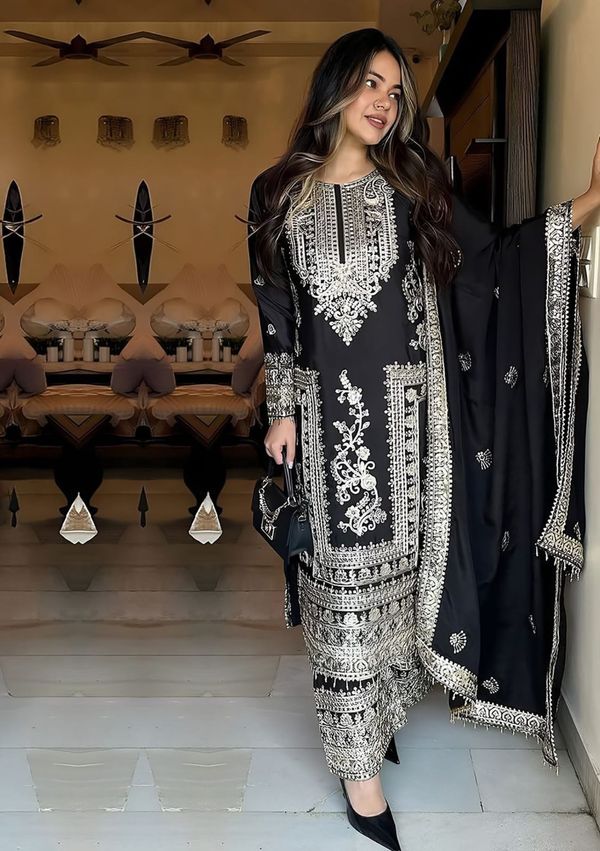 Designer Black Party Wear Palazzo Suit Set