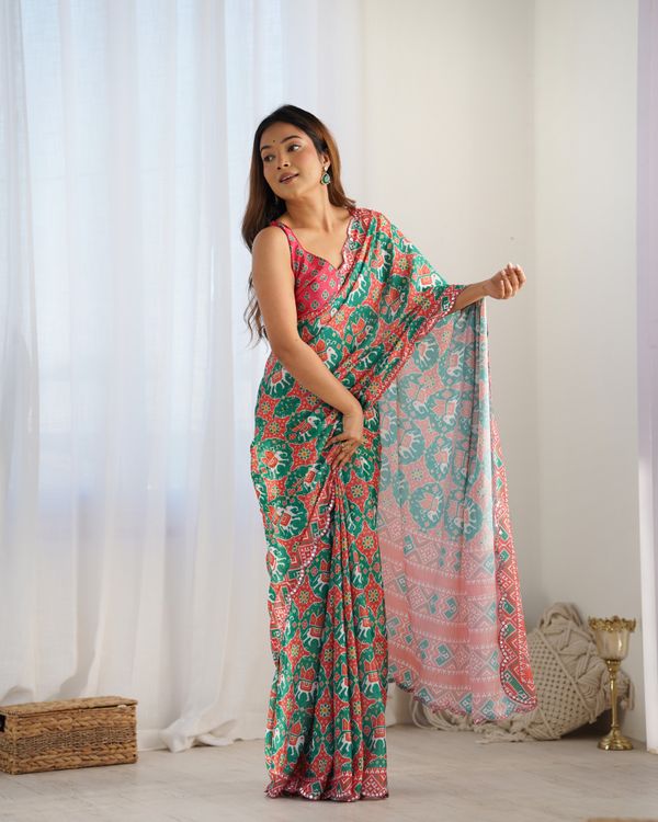 Patola Print Chinon Saree For Women Online