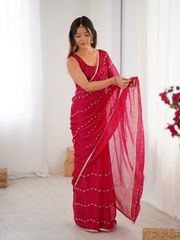 Rani Pink Heavy Smooth Sitara Saree with Sequin Embroidery - Pink