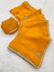 Premium Mustard Fancy Saree with Blouse - Mustard